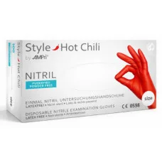 Рукавички нітрилові розмір S Hot Chili червоні (50 пар.), Ampri